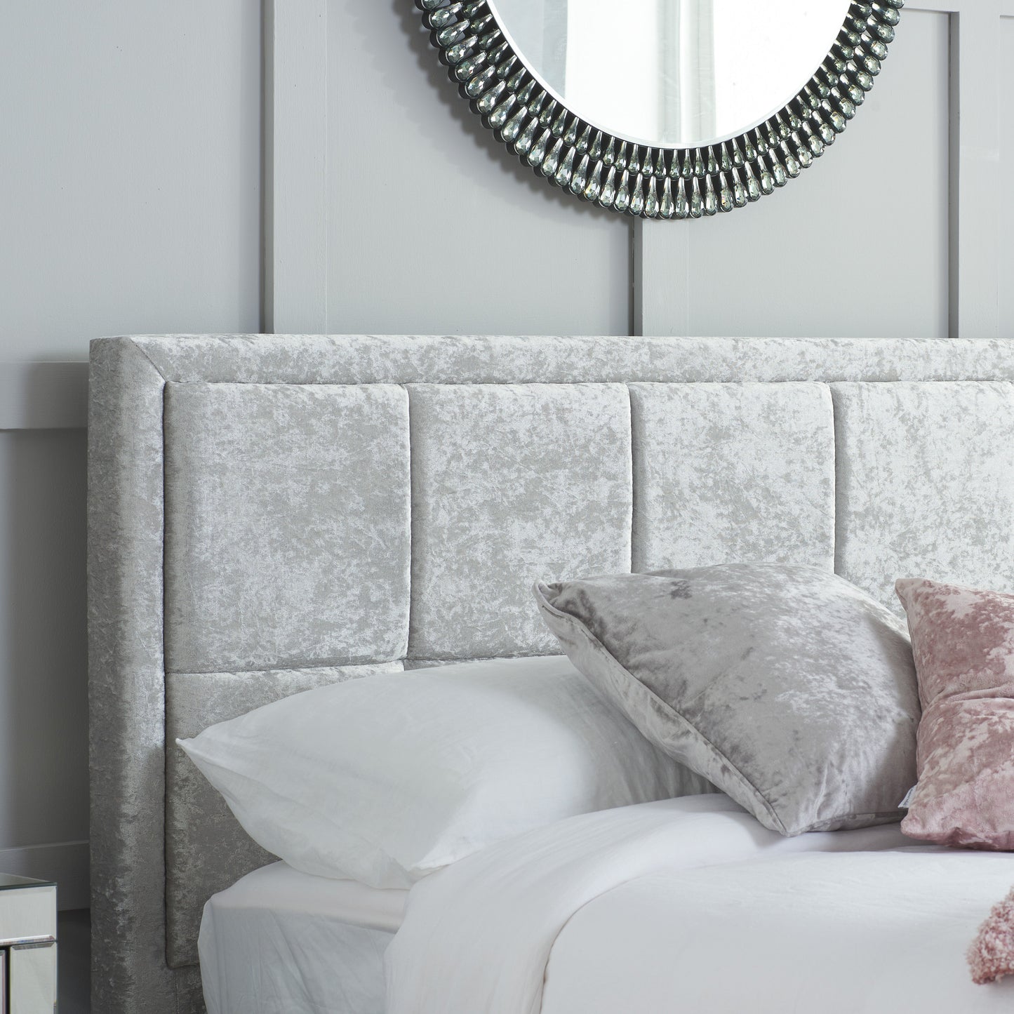 Hannover Steel Crushed Velvet Double Bed