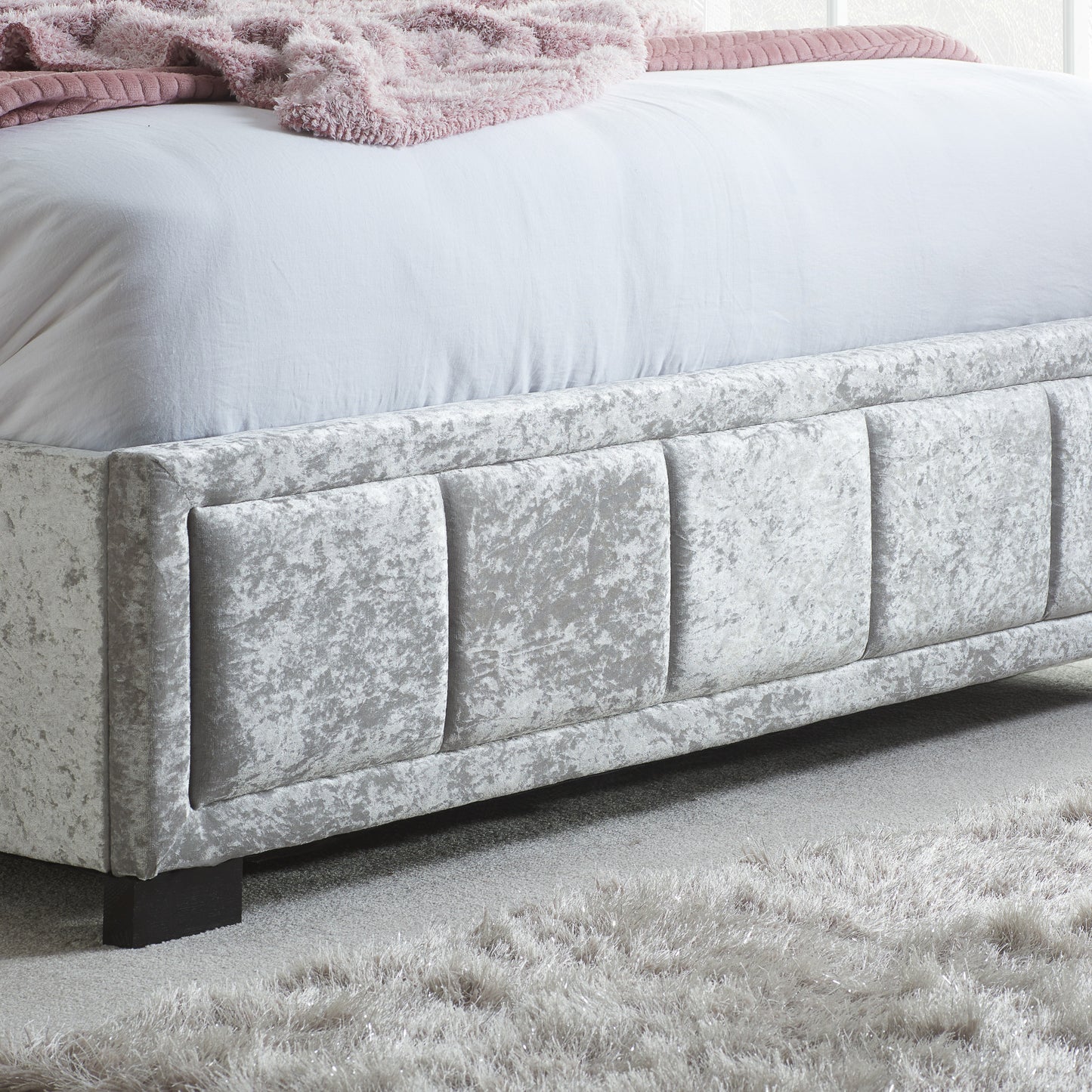 Hannover Steel Crushed Velvet Double Bed