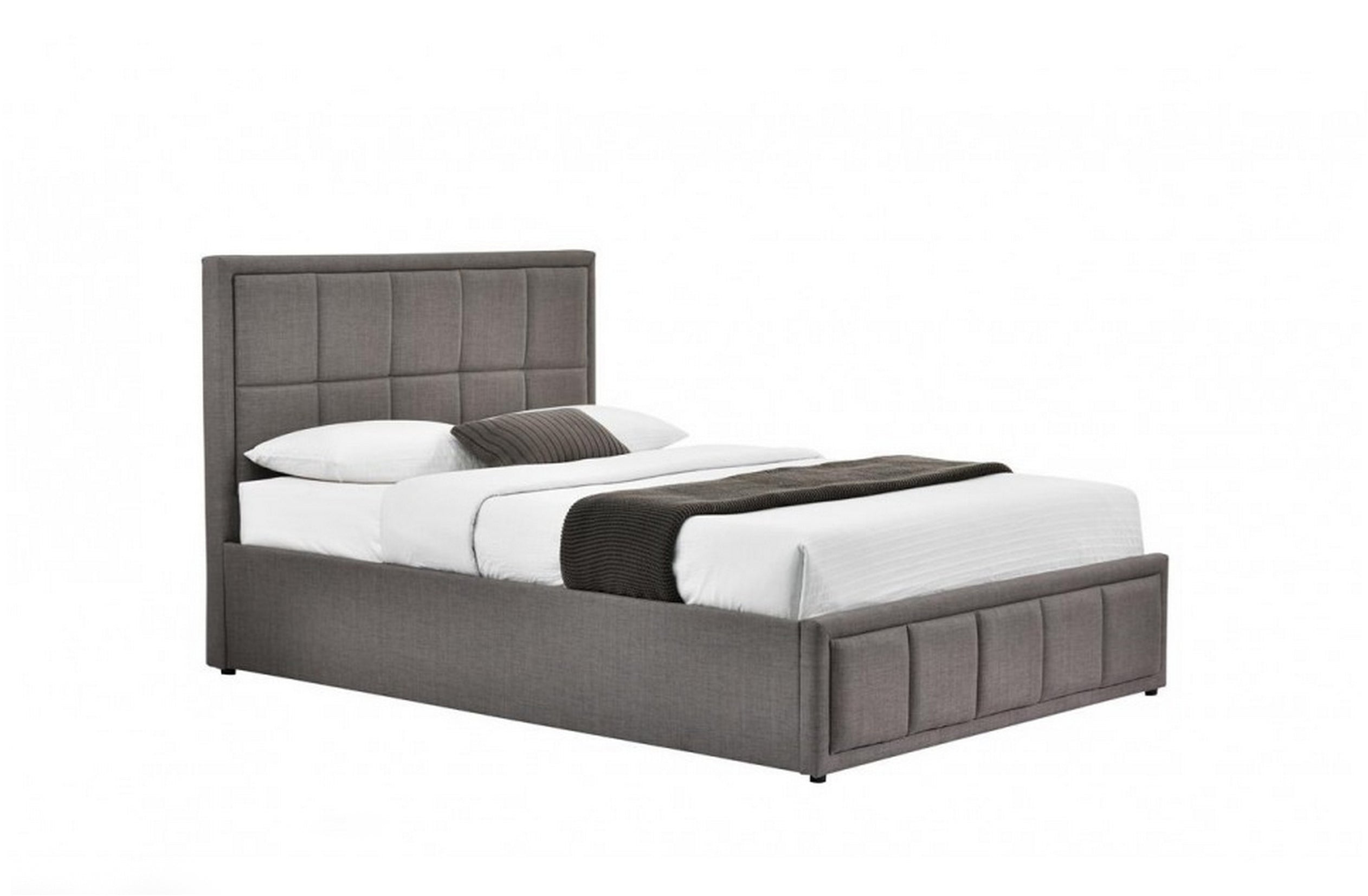 Hannover Grey Fabric Double Ottoman Bed