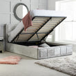 Hannover Steel Crushed Velvet Double Ottoman Bed