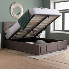 Hannover Grey Fabric Small Double Ottoman Bed