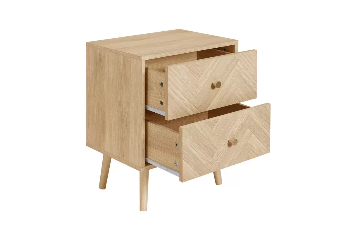 Herringford Oak 2 Drawer Bedside