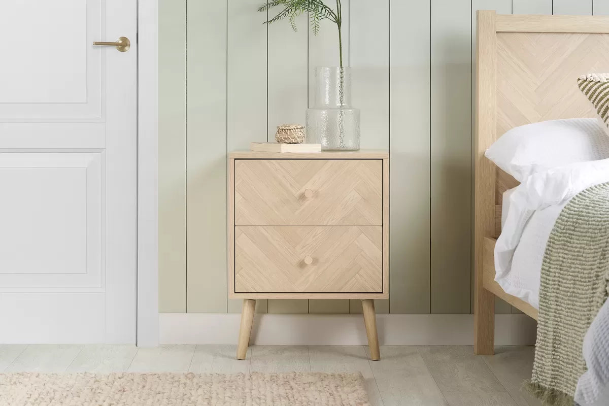 Herringford Oak 2 Drawer Bedside