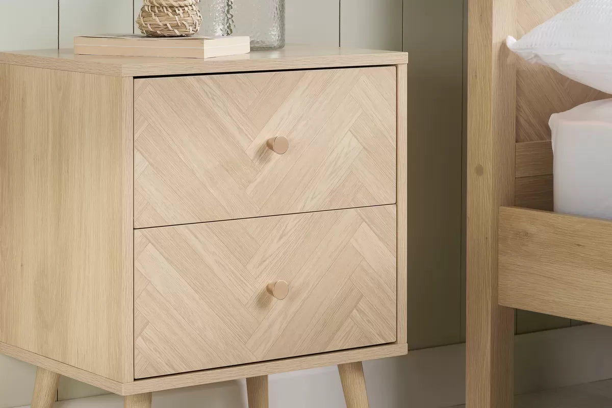 Herringford Oak 2 Drawer Bedside