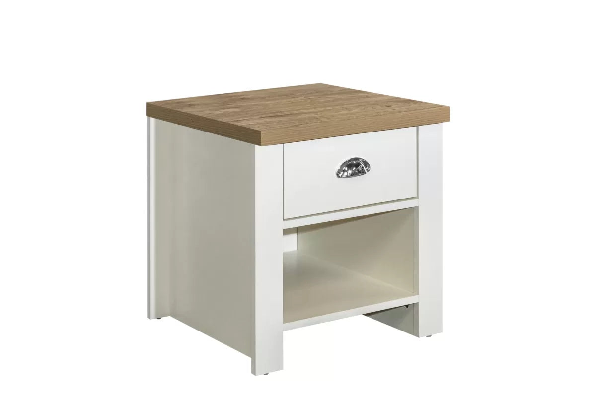 Highgate Cream & Oak 1 Drawer Lamp Table