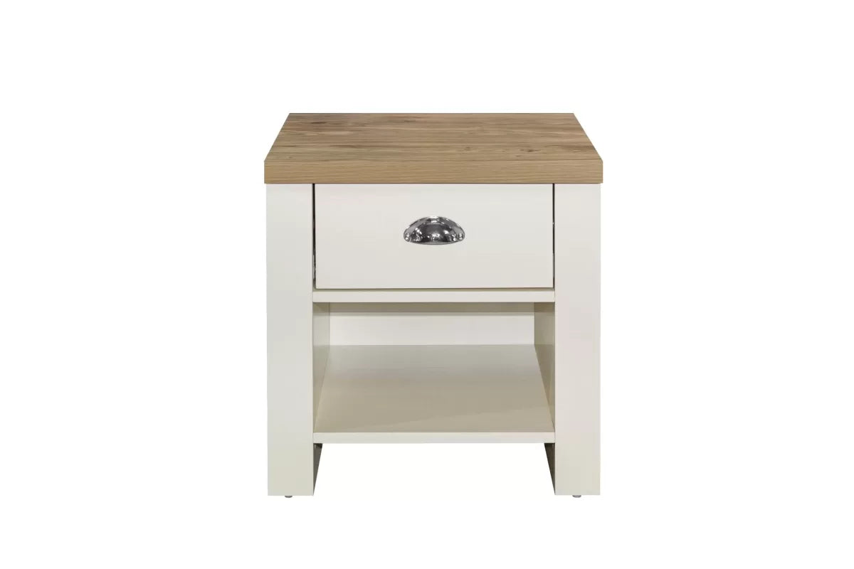 Highgate Cream & Oak 1 Drawer Lamp Table