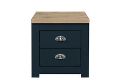 Highgate Navy Blue & Oak 2 Drawer Bedside