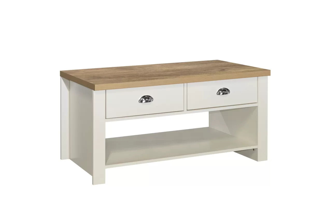 Highgate Cream & Oak	 2 Drawer Coffee Table