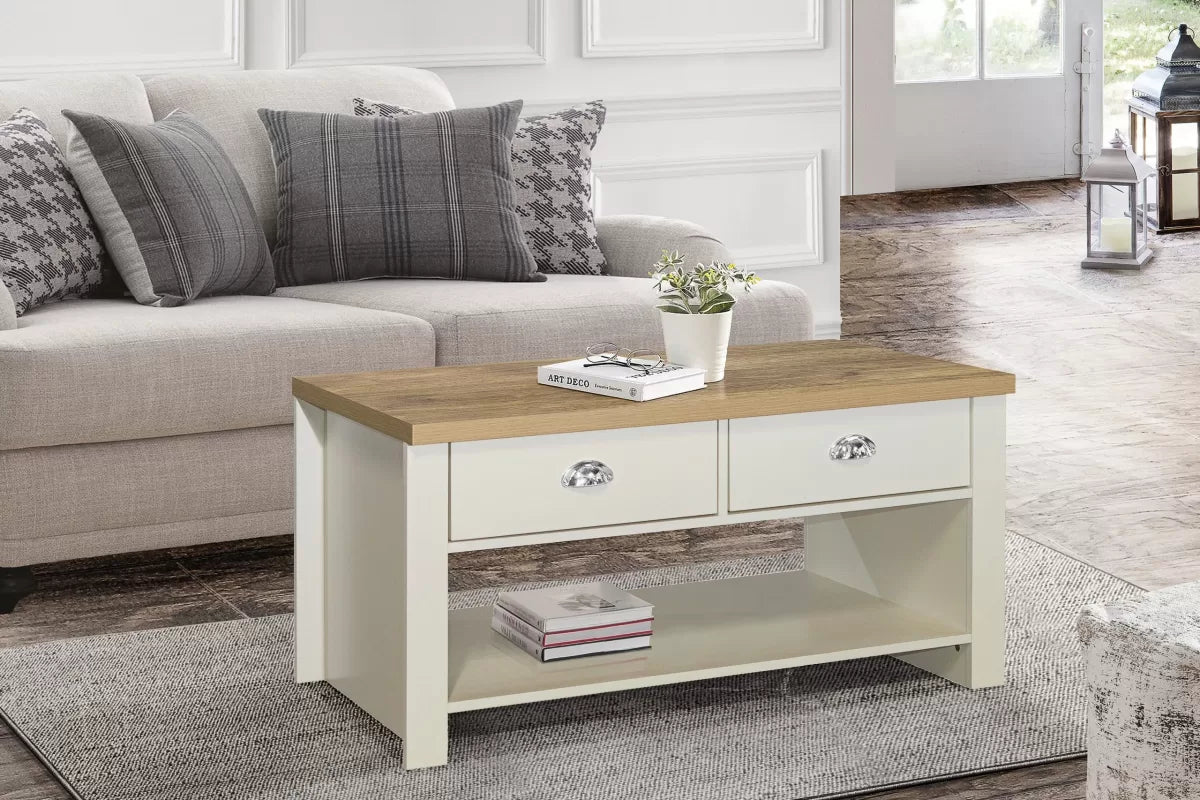 Highgate Cream & Oak	 2 Drawer Coffee Table