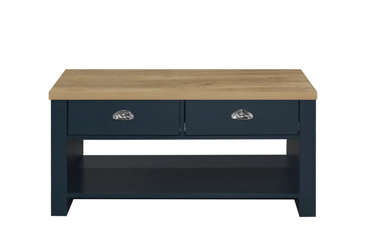 Highgate Navy Blue & Oak 2 Drawer Coffee Table