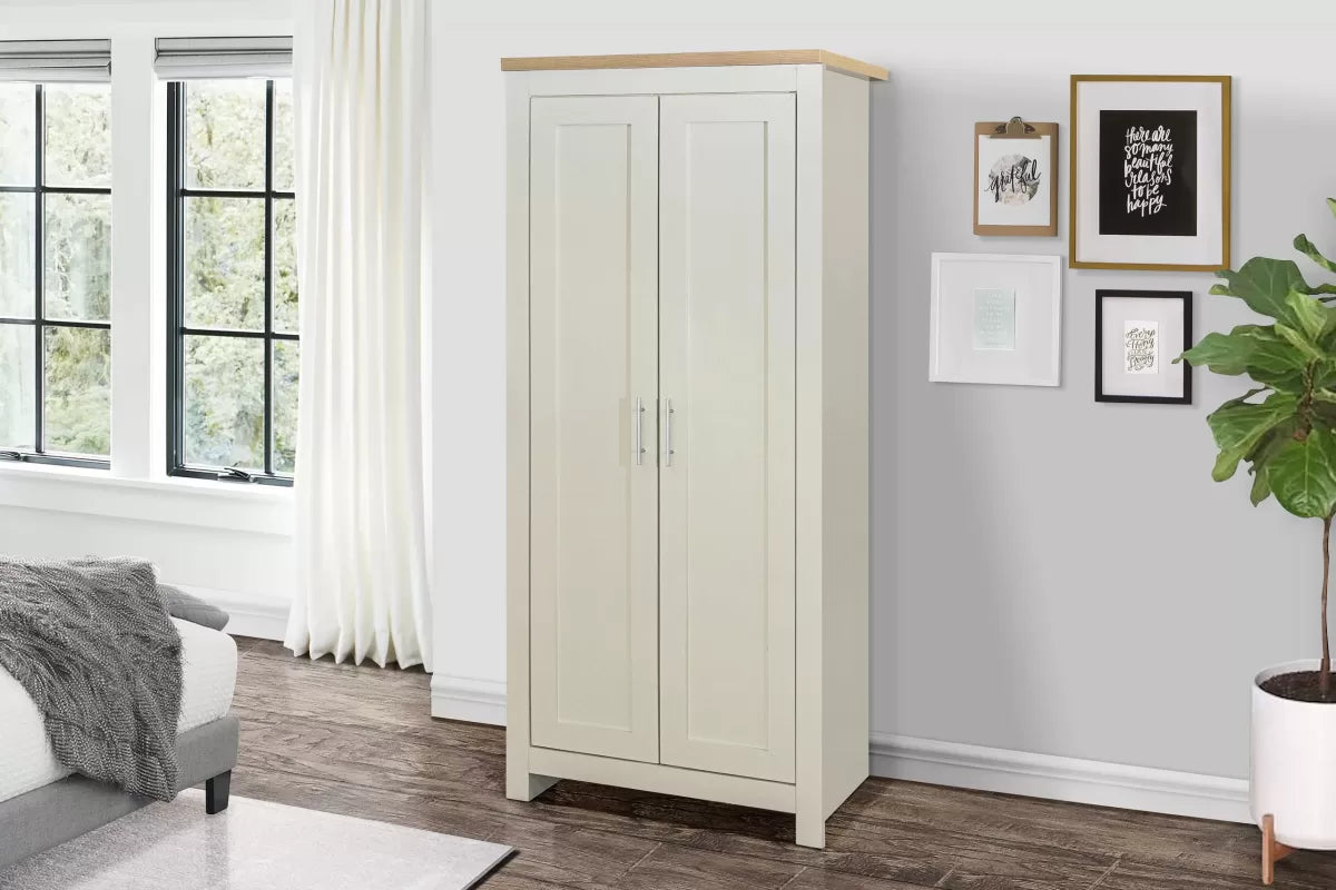 Highgate Cream & Oak	 2 Door Wardrobe