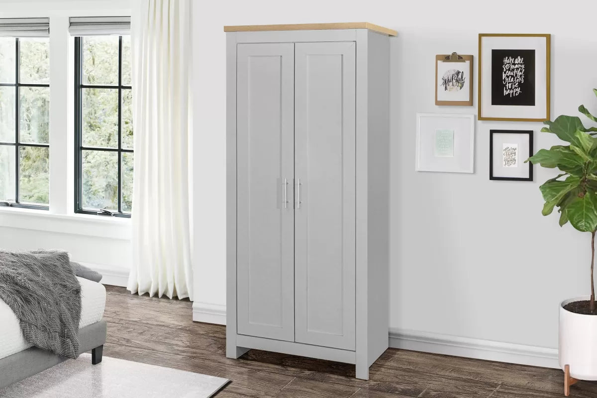 Highgate Grey & Oak 2 Door Wardrobe