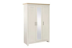 Highgate Cream & Oak	 3 Door Wardrobe With Mirror