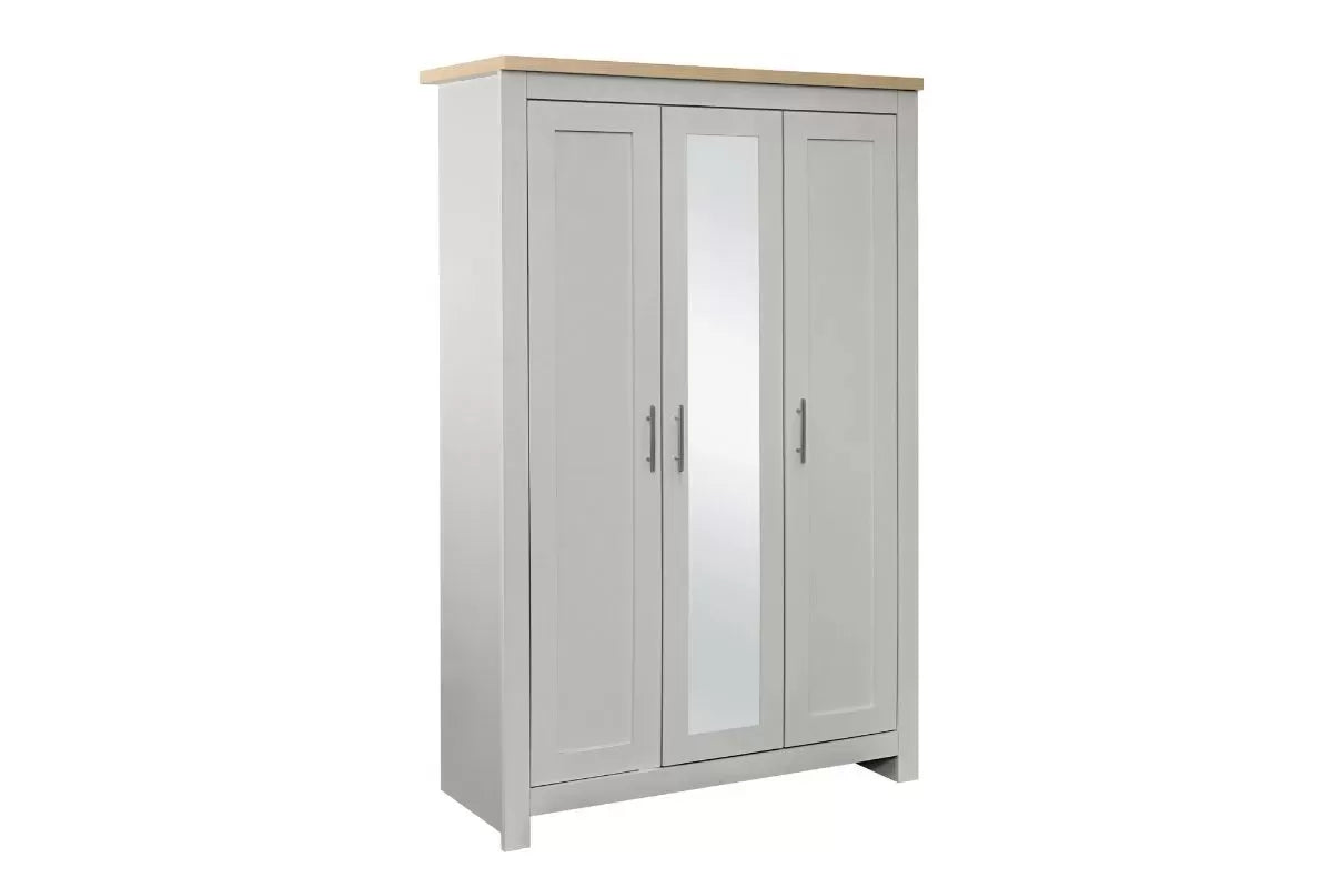 Highgate Grey & Oak 3 Door Wardrobe With Mirror