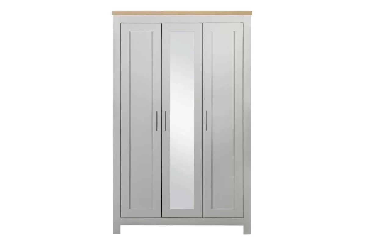 Highgate Grey & Oak 3 Door Wardrobe With Mirror