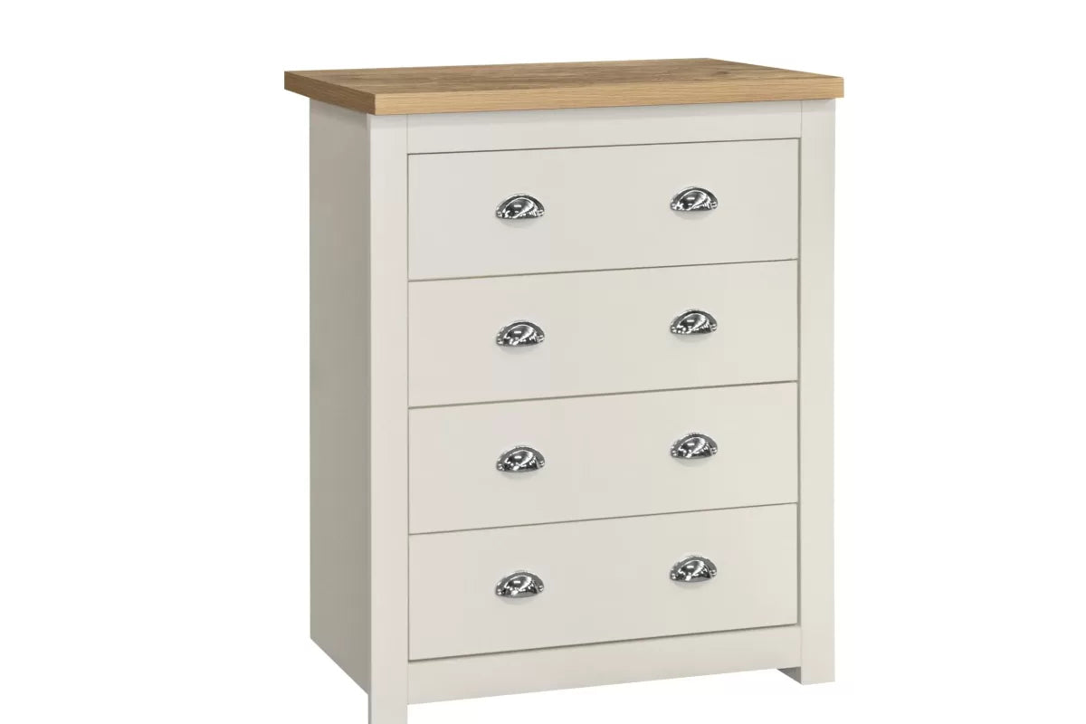 Highgate Cream & Oak	 4 Drawer Chest