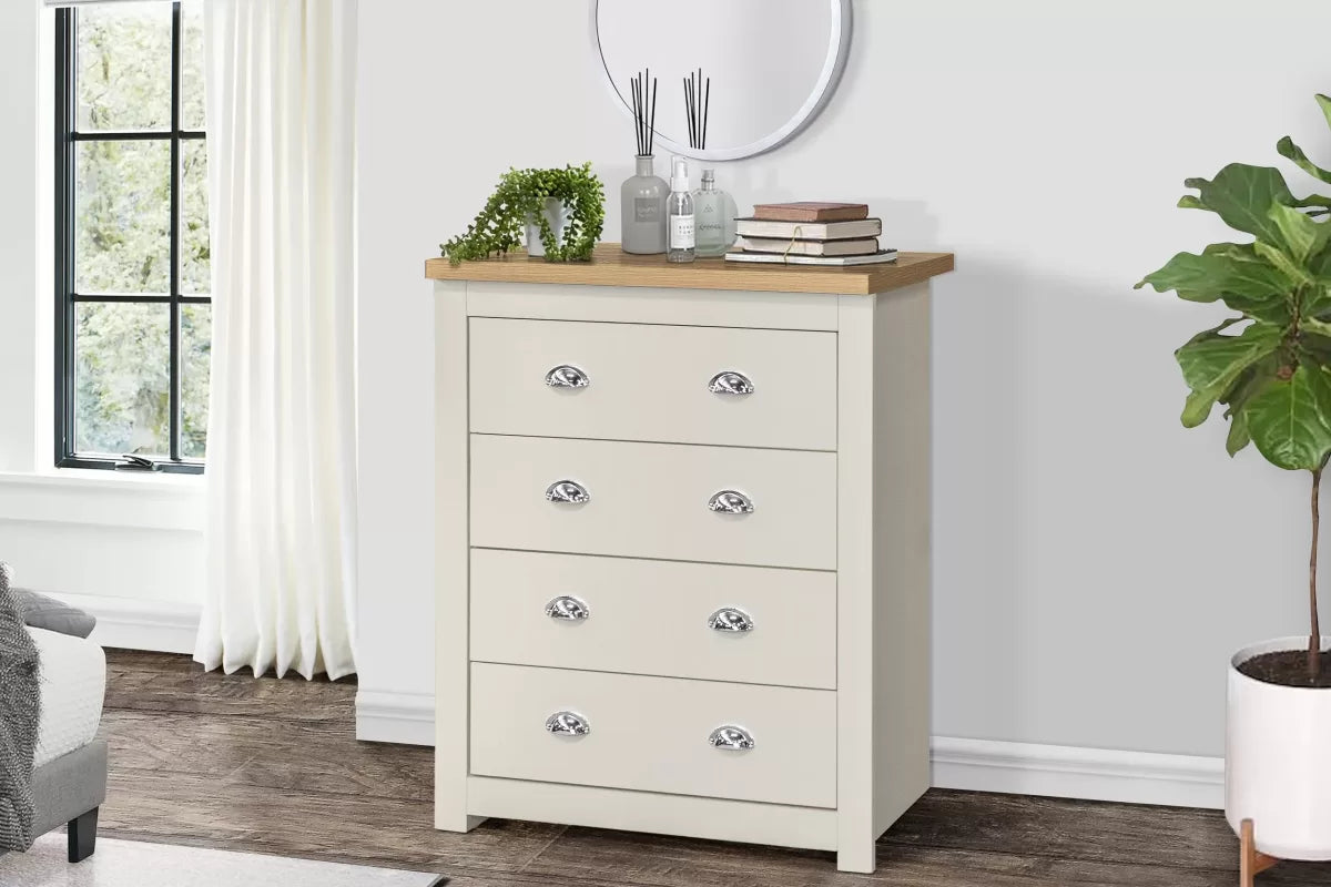 Highgate Cream & Oak	 4 Drawer Chest