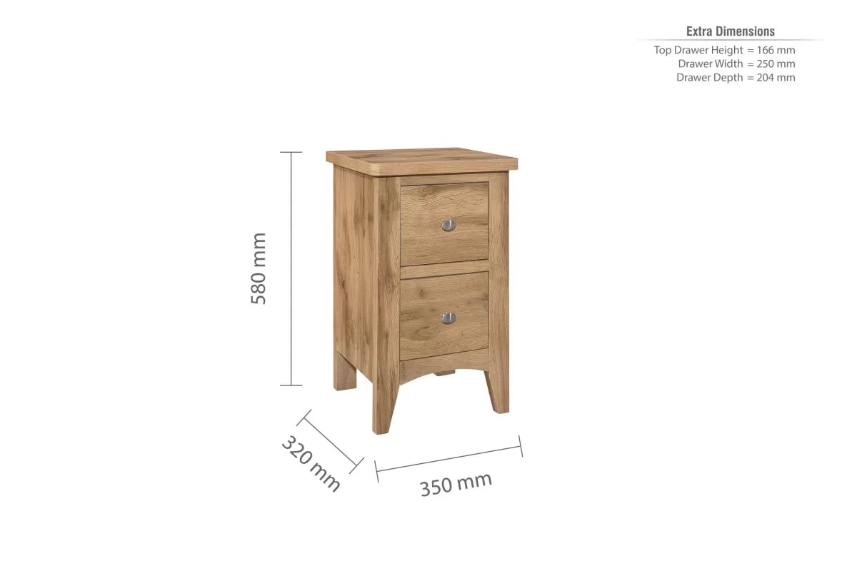 Hampstead Oak 2 Drawer Bedside