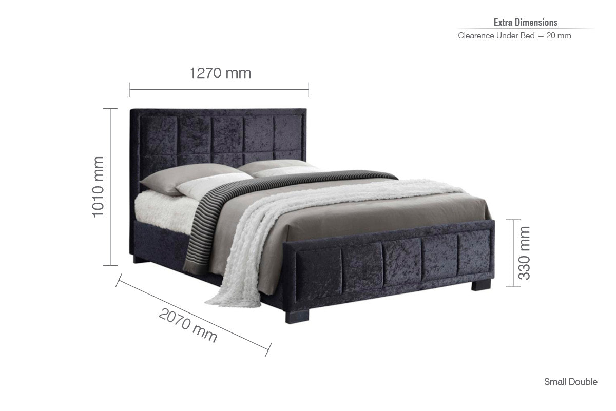 Hannover Black Crushed Velvet Small Double Bed