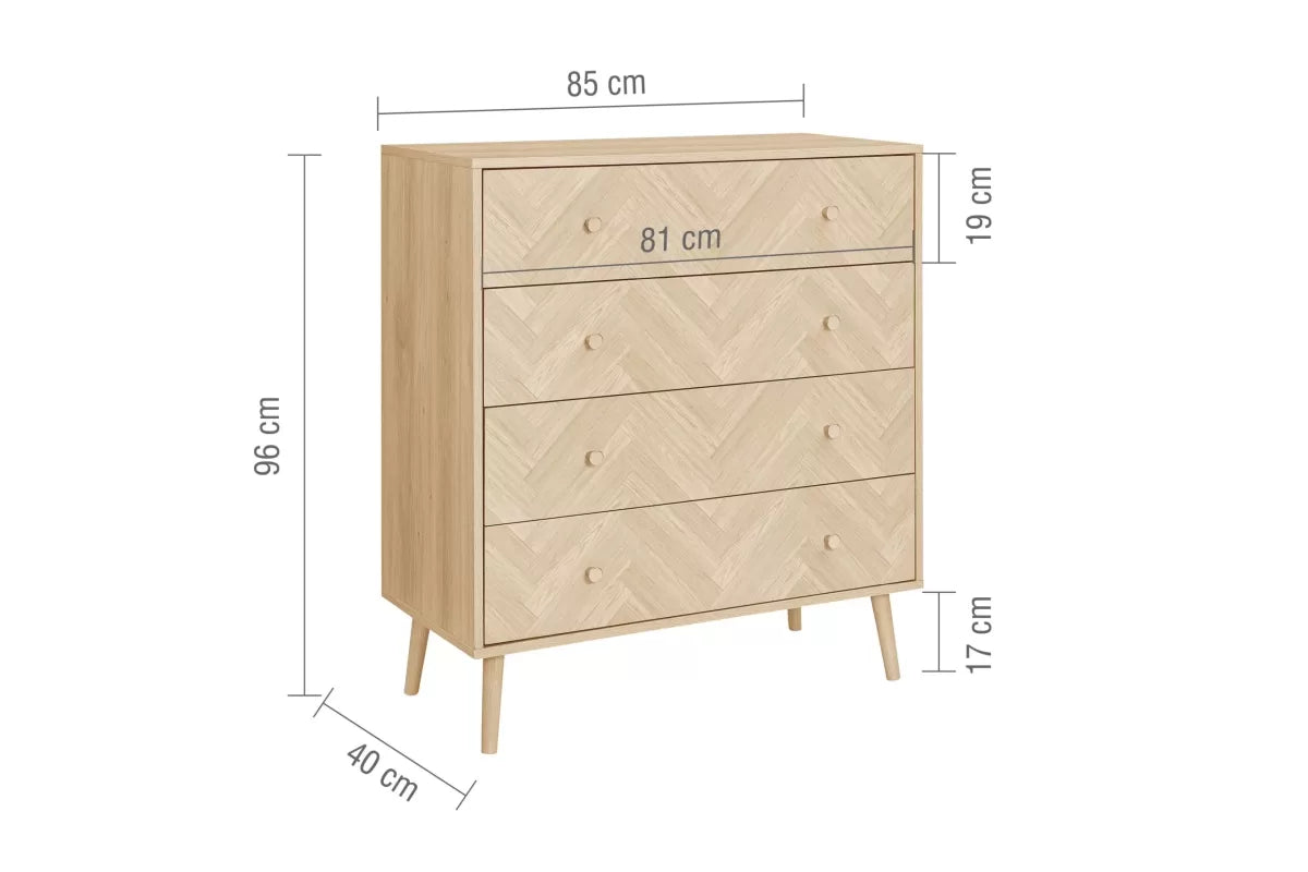 Herringford Oak 4 Drawer Chest