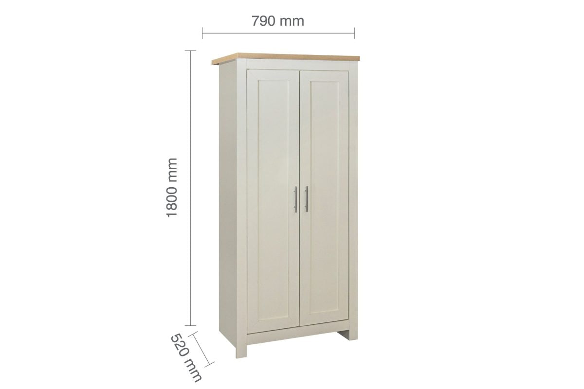 Highgate Cream & Oak	 2 Door Wardrobe