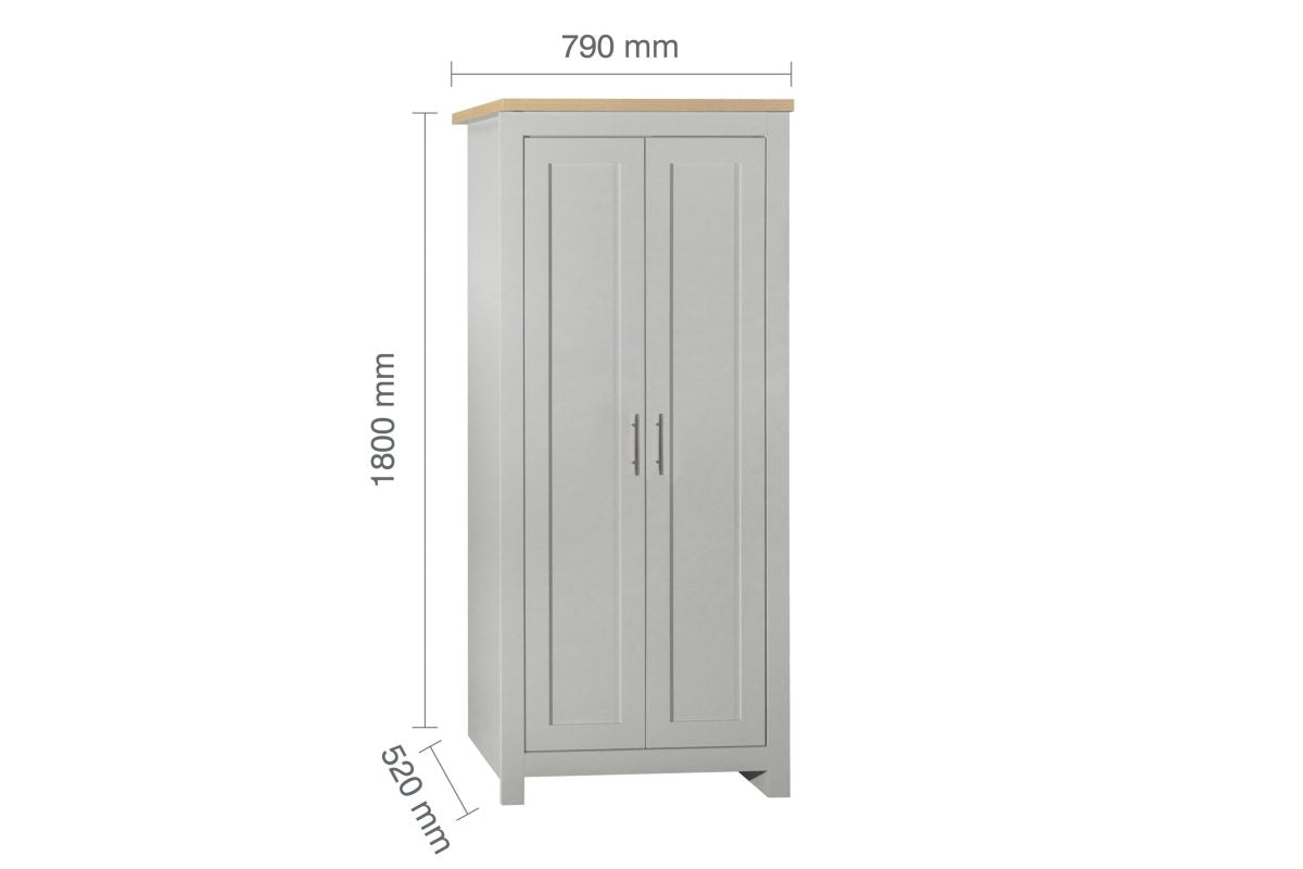 Highgate Grey & Oak 2 Door Wardrobe