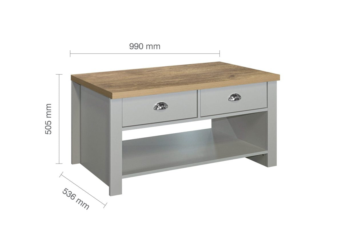 Highgate Grey & Oak 2 Drawer Coffee Table