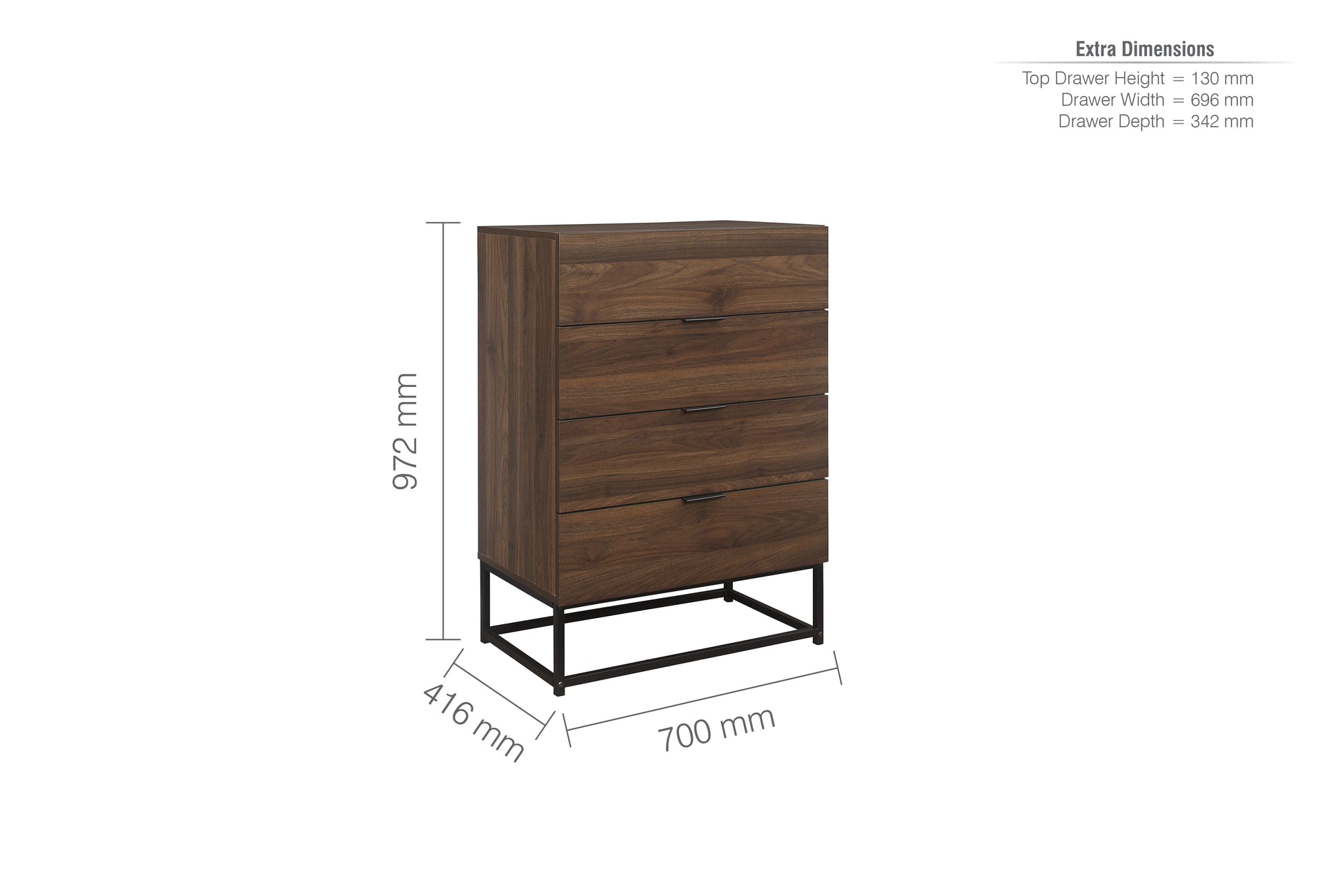 Houston Walnut 4 Drawer Chest