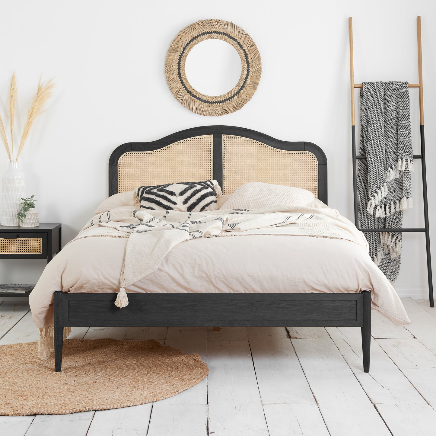 Leonie Black Rattan Super King Bed