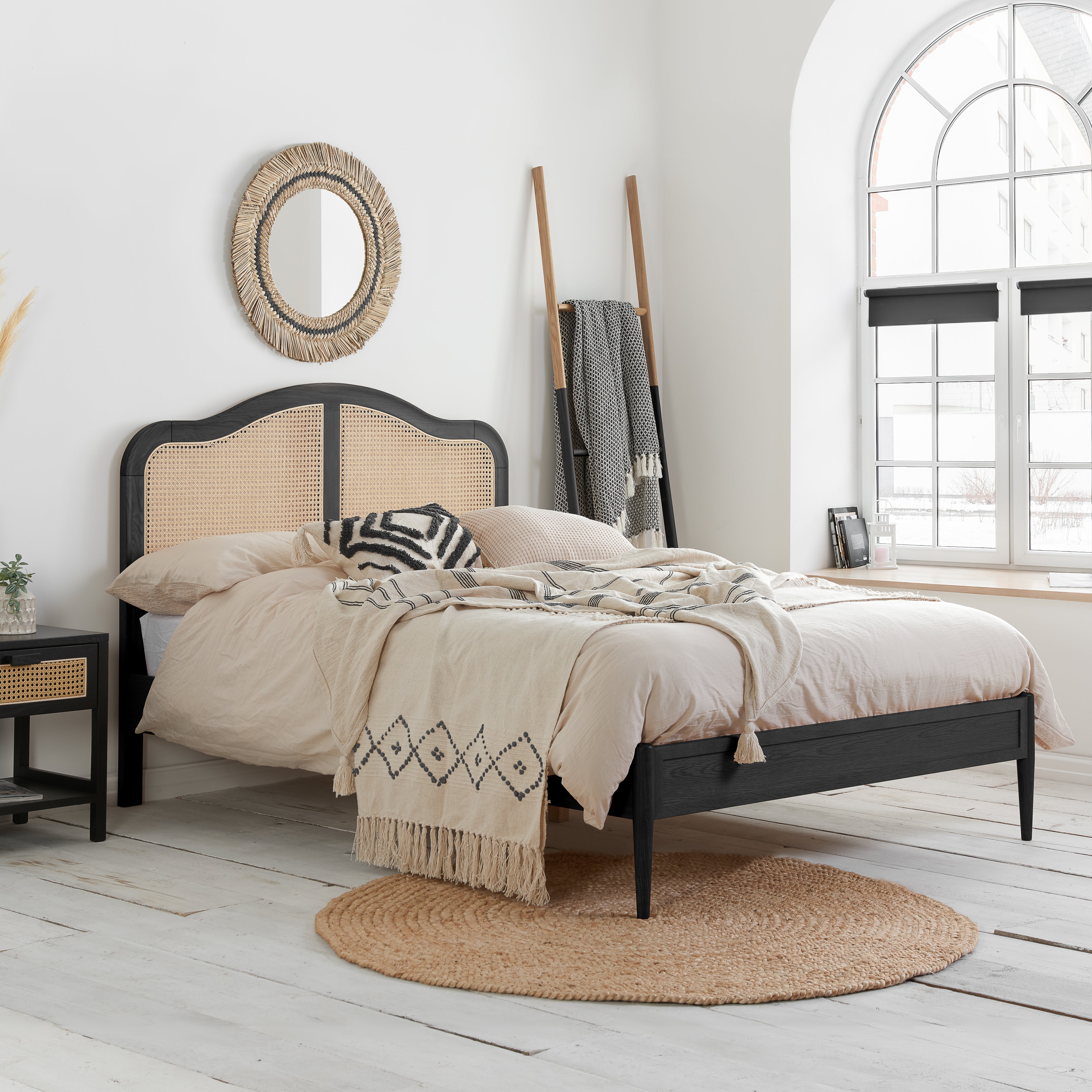 Leonie Black Rattan Super King Bed