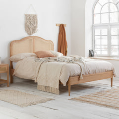 Leonie Oak Ratten Double Bed