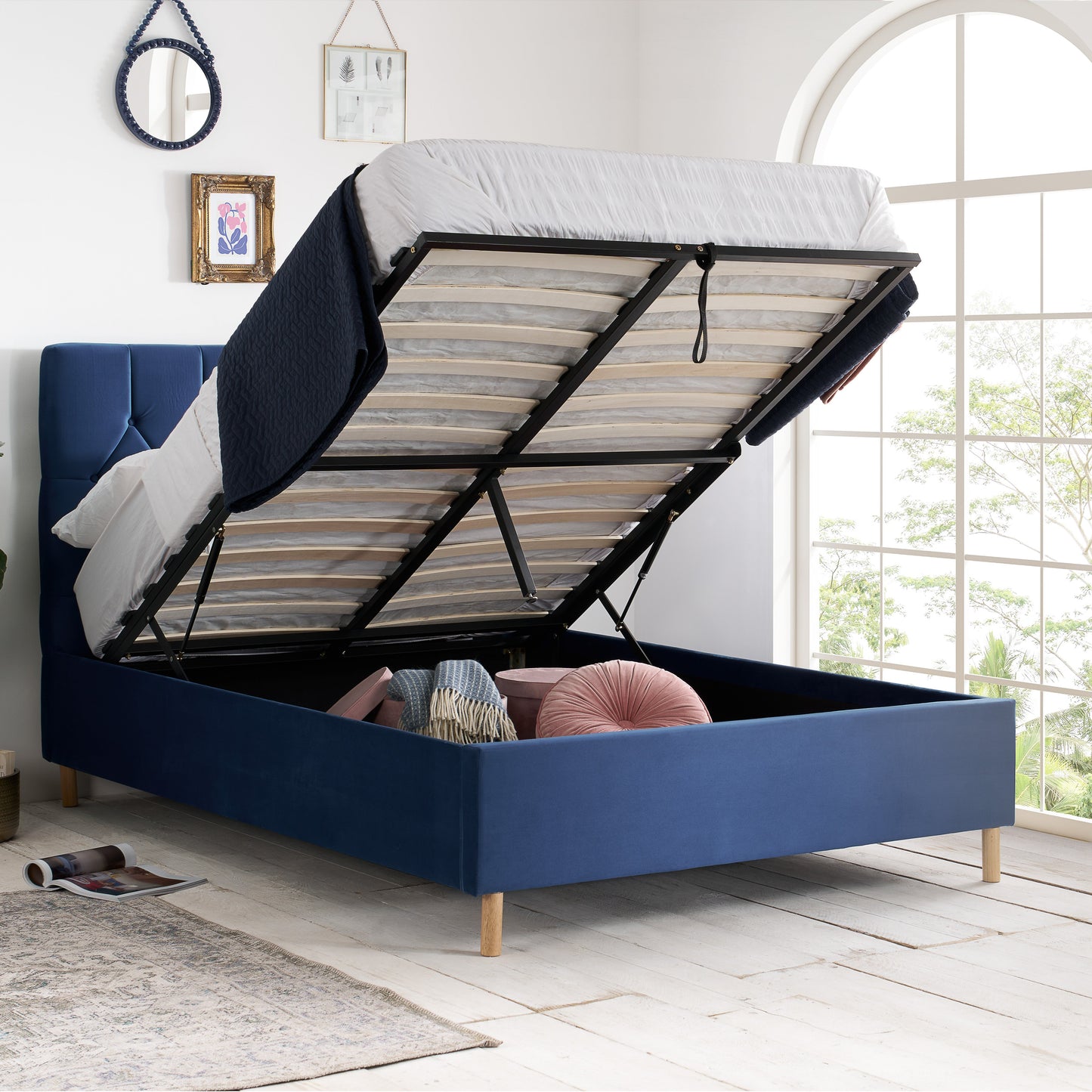 Loxley Blue Ottoman Small Double Bed