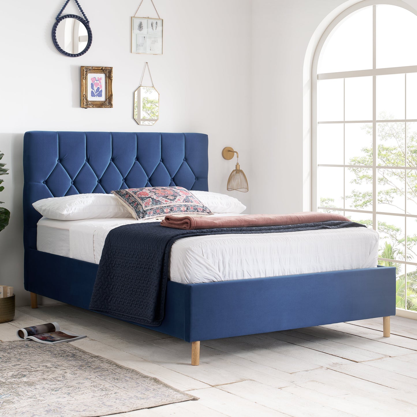 Loxley Blue Ottoman Double Bed