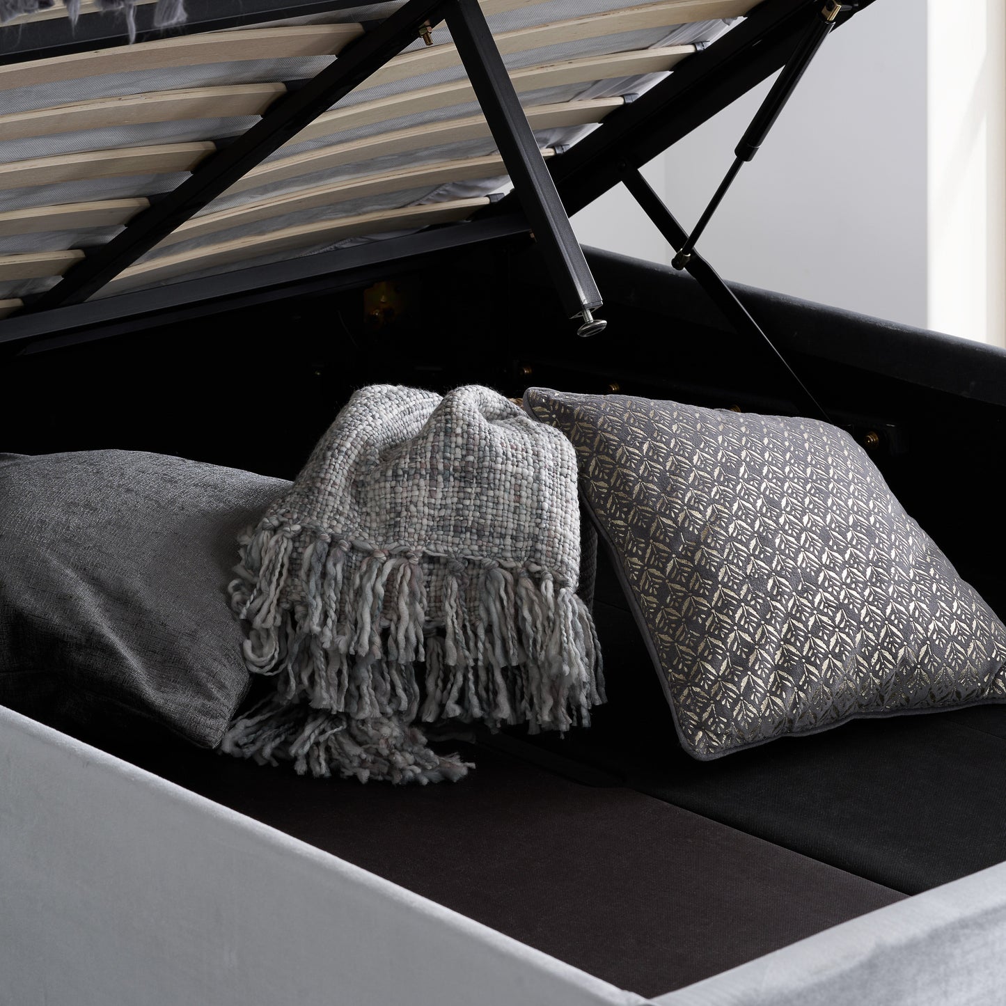 Loxley Grey Ottoman King Bed