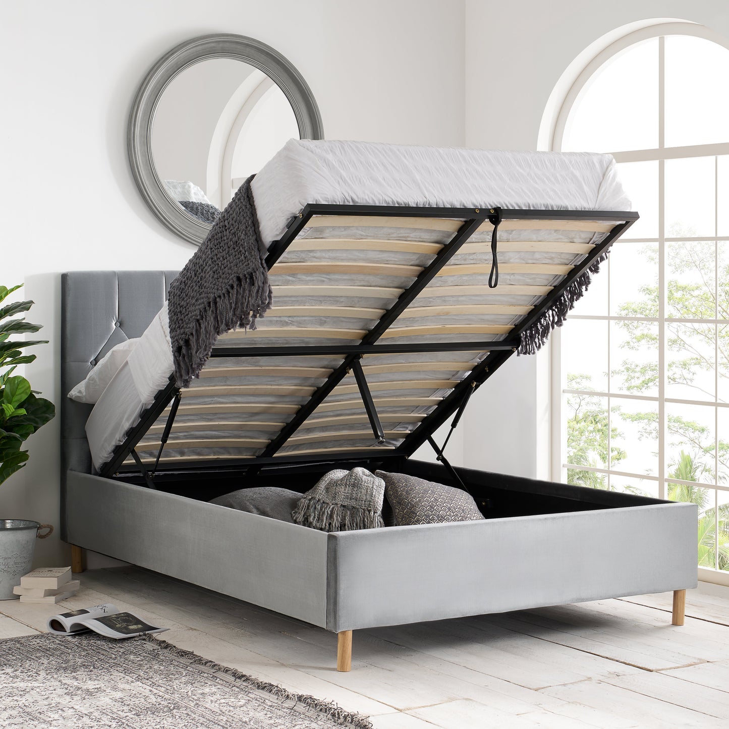 Loxley Grey Ottoman King Bed