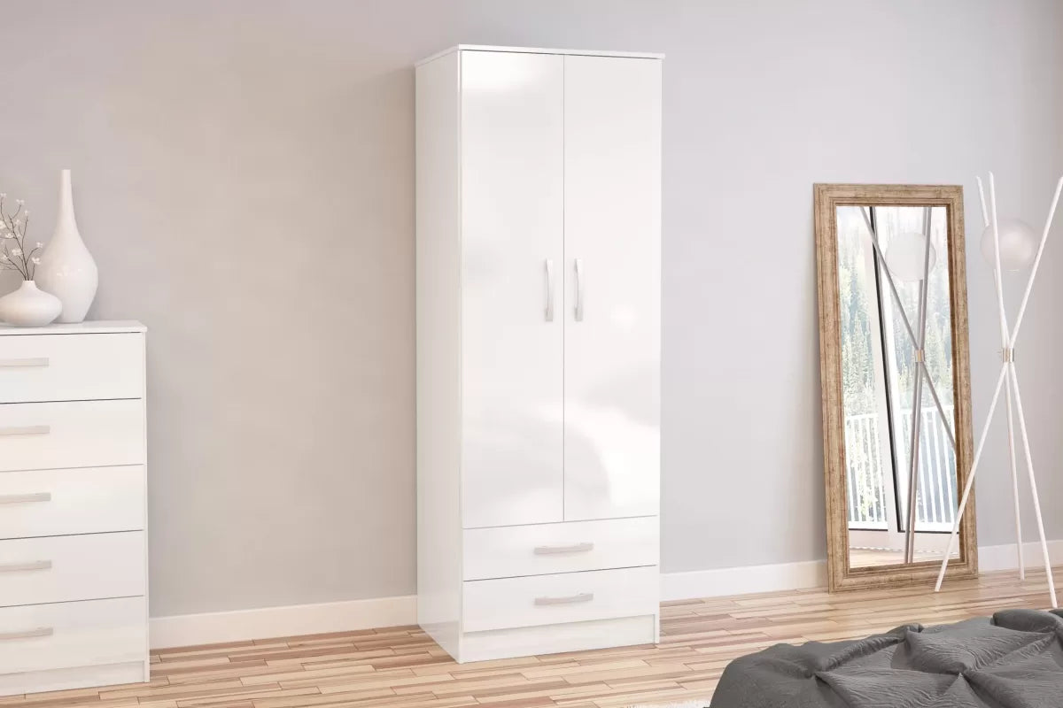 Lynx White 2 Door Combi Wardrobe