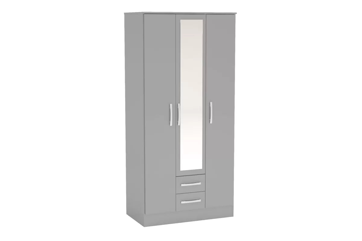 Lynx Grey 3 Door 2 Drawer Robe with Mirror