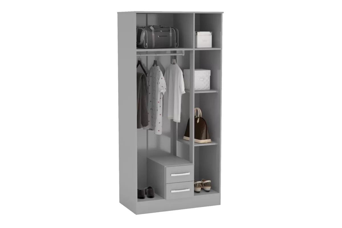 Lynx Grey 3 Door 2 Drawer Robe with Mirror