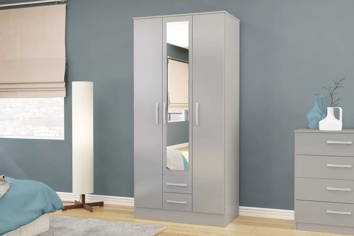 Lynx Grey 3 Door 2 Drawer Robe with Mirror