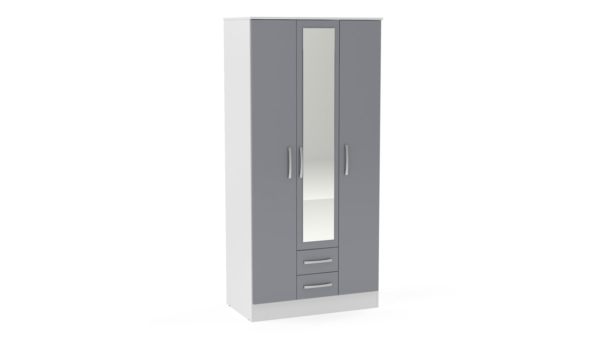 Lynx White & Grey 3 Door 2 Drawer Robe with Mirror