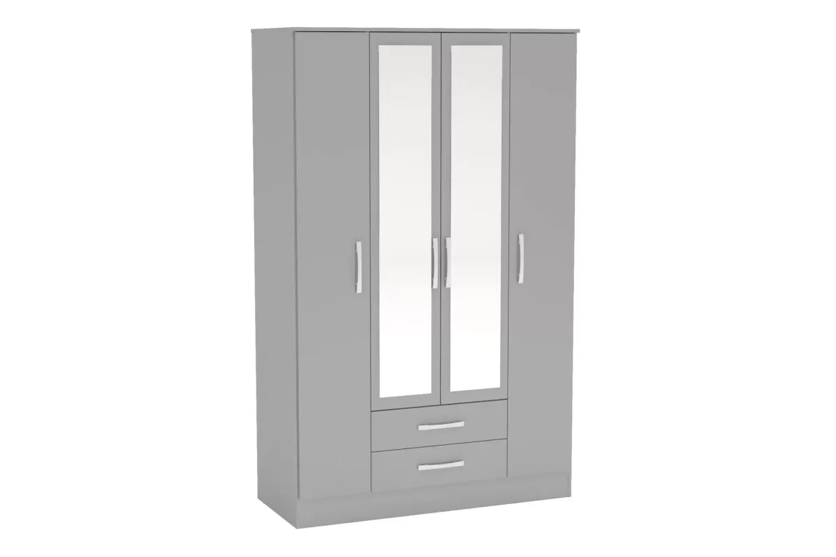 Lynx Grey 4 Door 2 Drawer Robe with Mirror