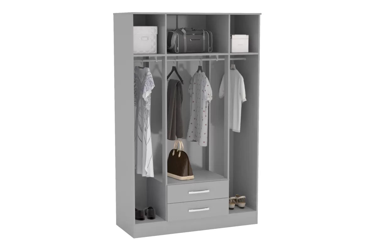 Lynx Grey 4 Door 2 Drawer Robe with Mirror