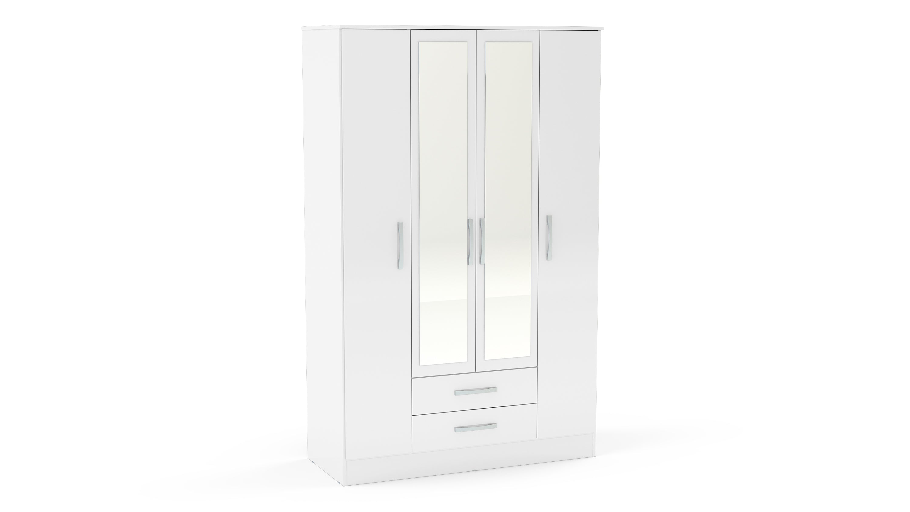 Lynx White 4 Door 2 Drawer Robe with Mirror