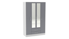 Lynx White & Grey 4 Door 2 Drawer Robe with Mirror