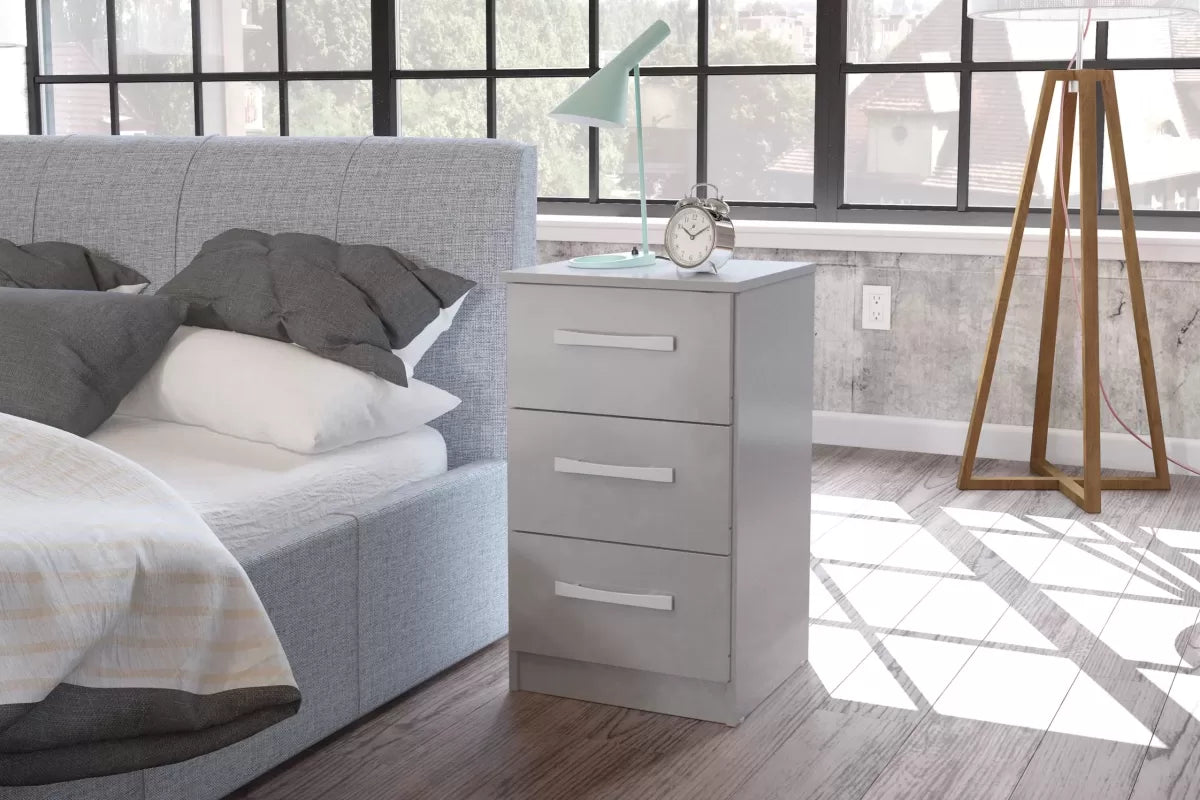 Lynx Grey 3 Drawer Bedside