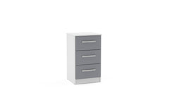 Lynx White & Grey 3 Drawer Bedside