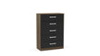 Lynx Walnut & Black 5 Drawer Chest