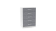 Lynx White & Grey 5 Drawer Chest