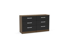 Lynx Walnut & Black 6 Drawer Chest