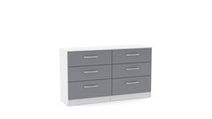 Lynx White & Grey 6 Drawer Chest